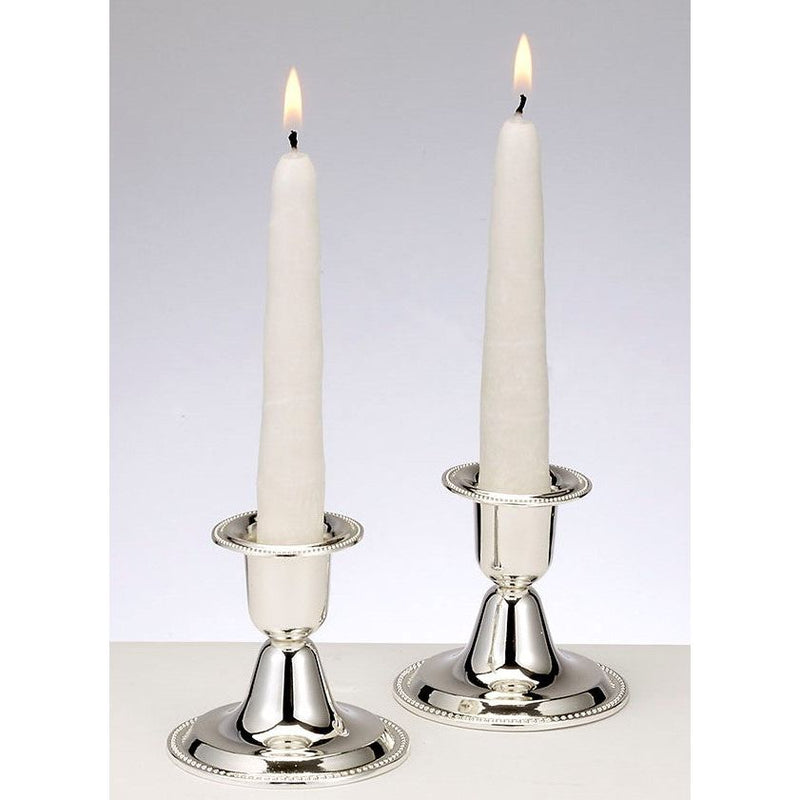 Silver Plated Shabbat Candlesticks 2.5" Candeholders