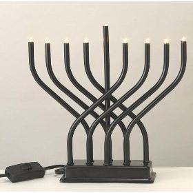 Contemporary Low Voltage Electric Chanukah Menorah Navy-matte finish