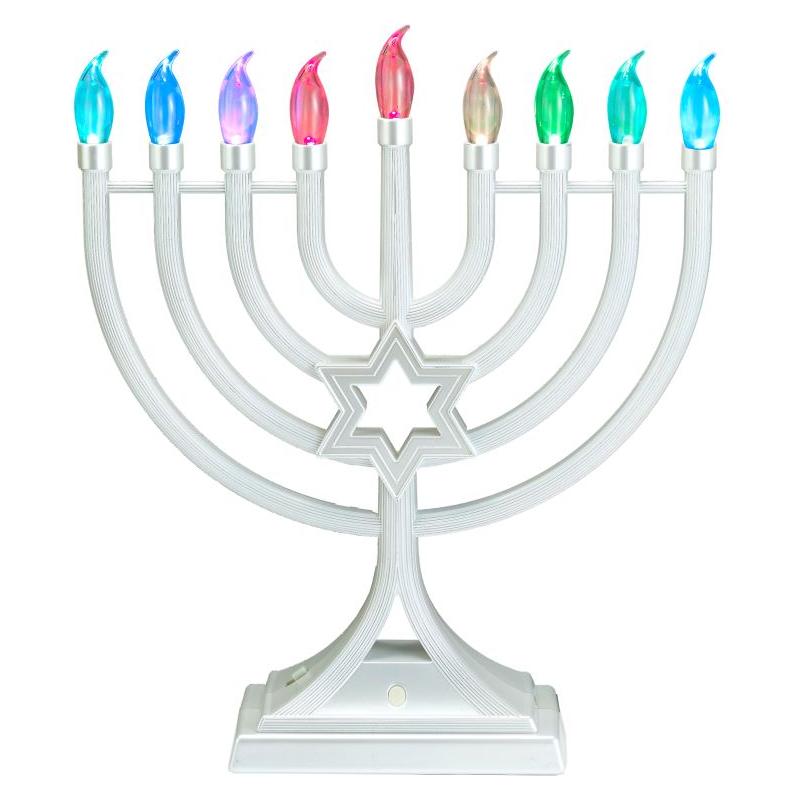 Pearl White LED Menorah, Multifunction & Color Changing