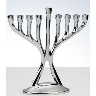 Silvertone Mini Modern Chanukah Menorah to be used with standard 5.5 mm birthday candles