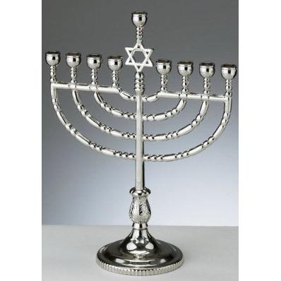 Traditional Menorah - Polished Silvertone