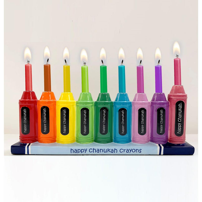 Crayons Hand Painted Ceramic Menorah
