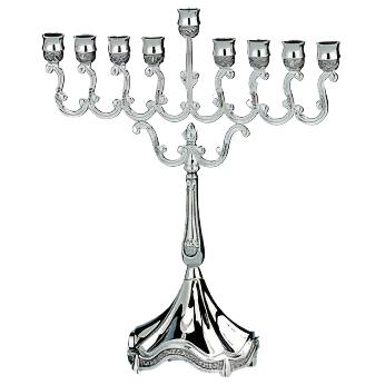 Classic Silvertone Curlicues Chanukah Menorah