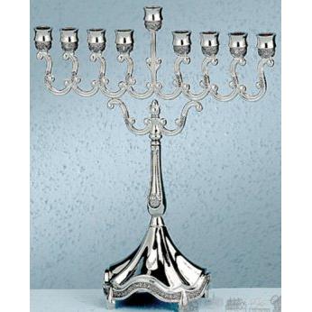 Classic Silvertone Curlicues Chanukah Menorah