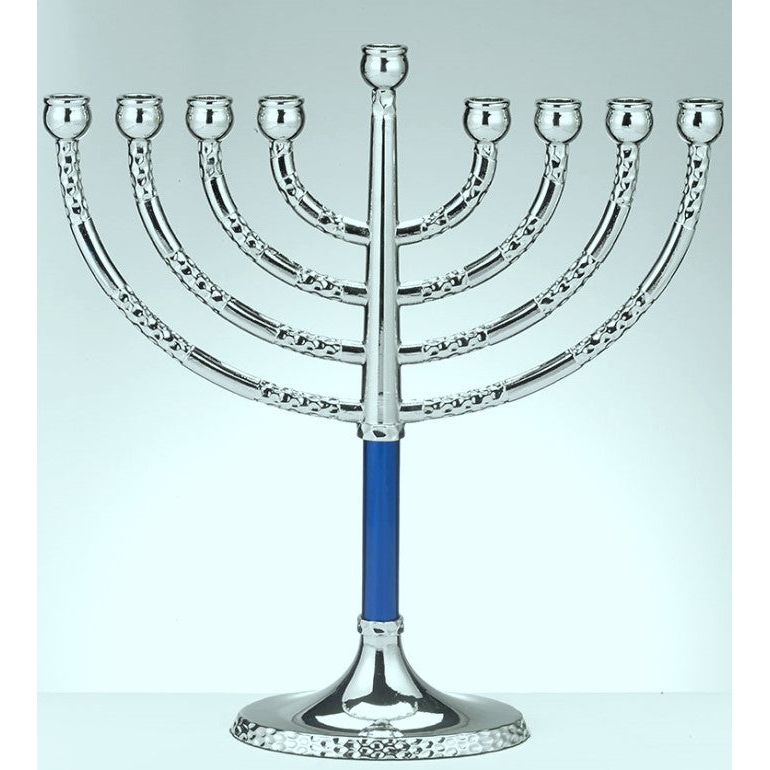 Classic Elegance Menorah with Hammered Accents Silvertone