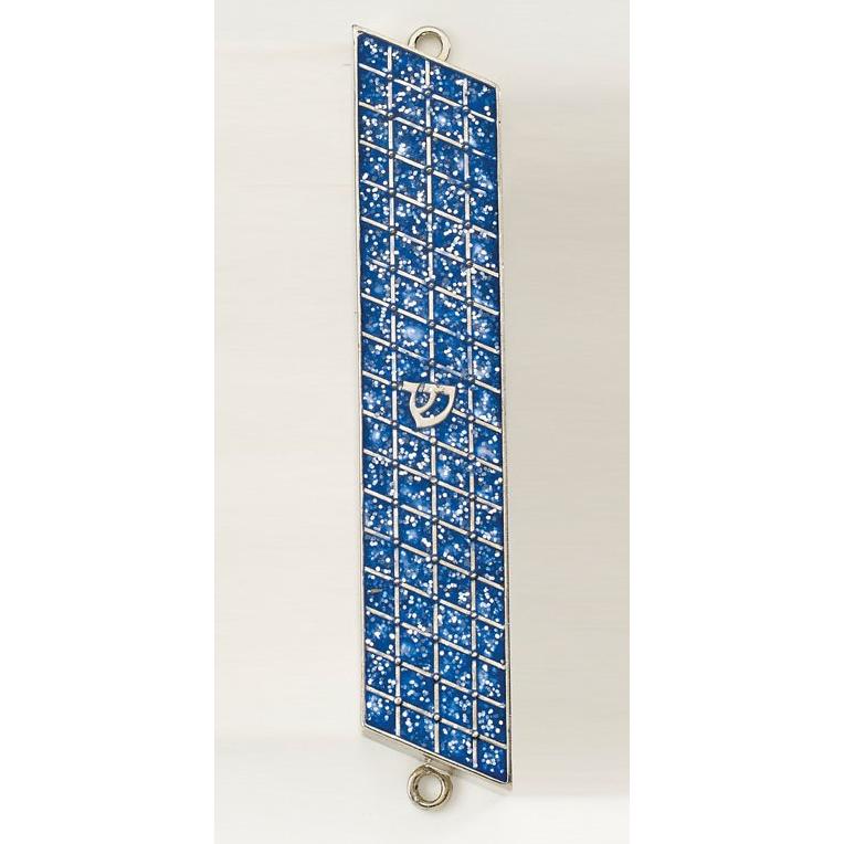Blue Glitter Enamel Mezuzah 5" Kosher $55 Parchment included