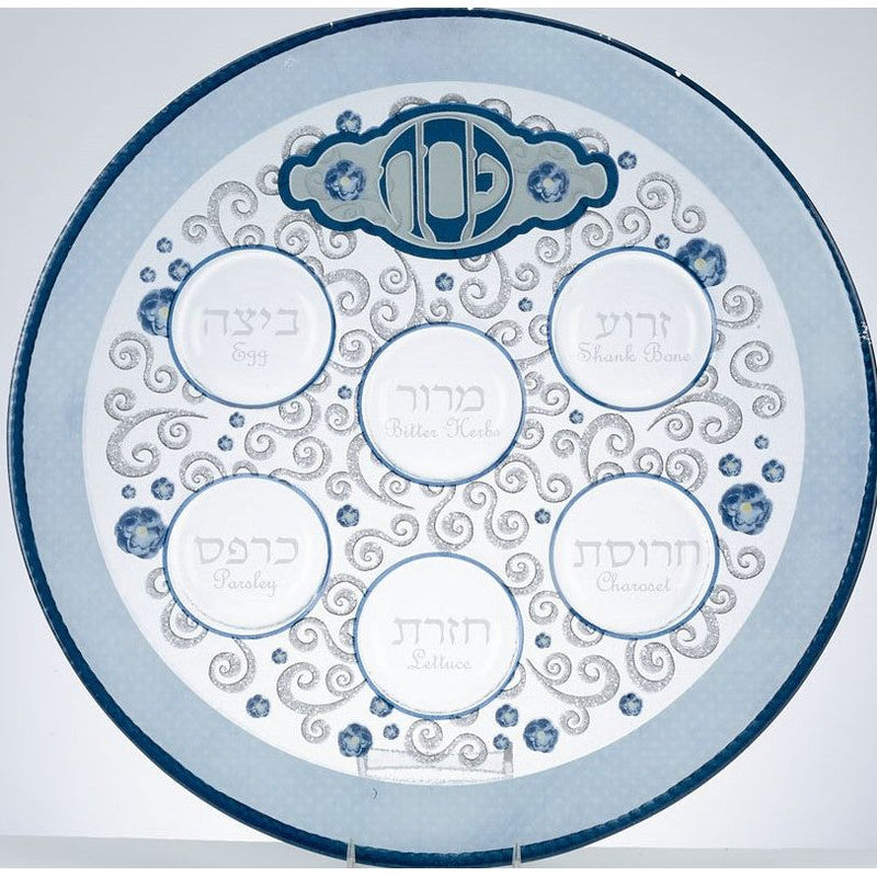 Modern Round Glass Passover Seder Plate Round Glass "Elegant" Seder PlatePassover Sederplate