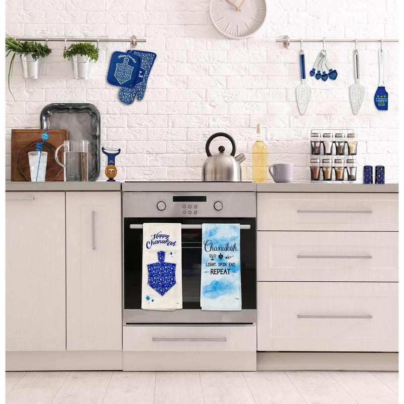 Chanukah Mosaic DREIDEL Tea Towel  100% Cotton Hand Towel