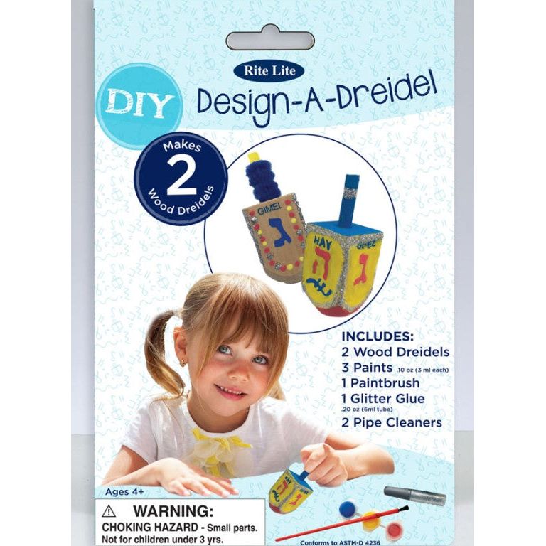 Design Your Own Dreidels Kit - Decorate 2 Large Wood Dreidels