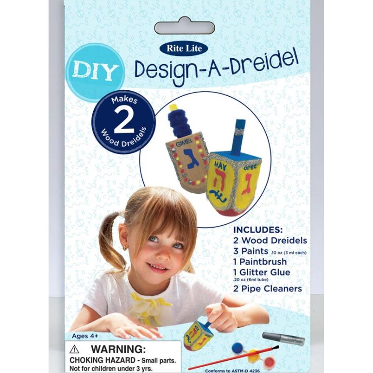 Design Your Own Dreidels Kit - Decorate 2 Large Wood Dreidels