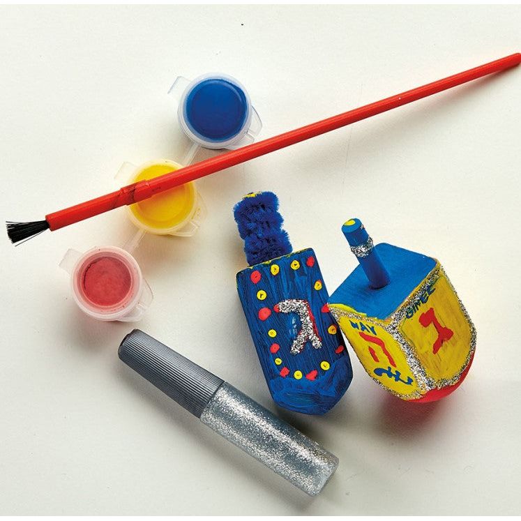 Design Your Own Dreidels Kit - Decorate 2 Large Wood Dreidels