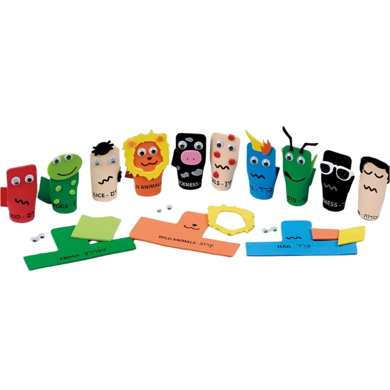Ten Plagues Foam Finger Passover Puppet Kit Set of 10