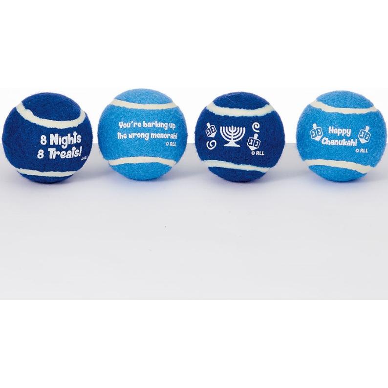 Chewdaica Set of 4 Chanukah Dog Tennis Balls