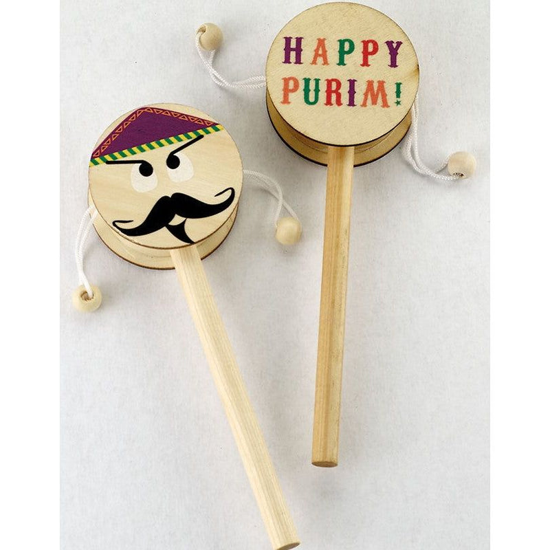 Happy Purim! "Haman" Wood Drum Gragger