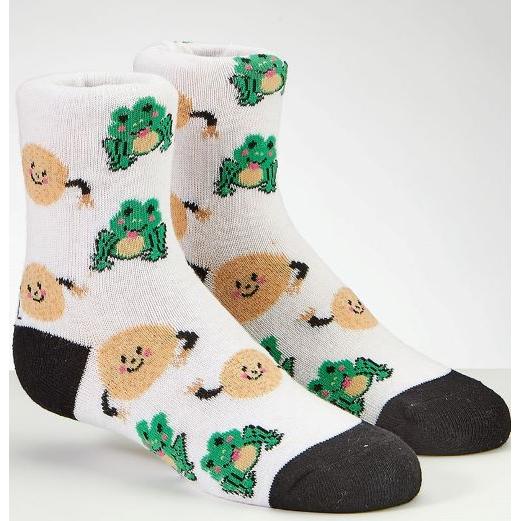 Frogs and Matzah Balls Design Passover Kids Crew Socks sizes 1-5