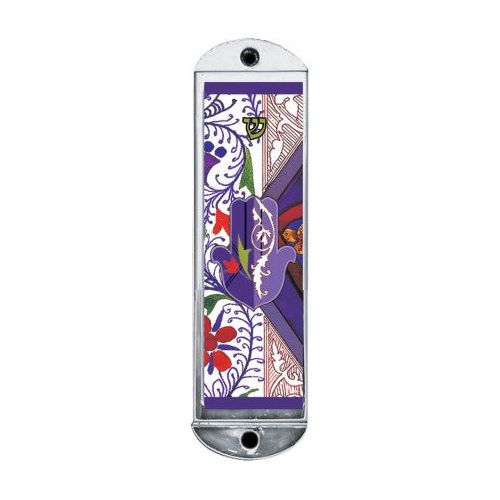 Vibrant Hamsa Metal Car Mezuzah by Tzipora Masel Traveler Prayer enclosed
