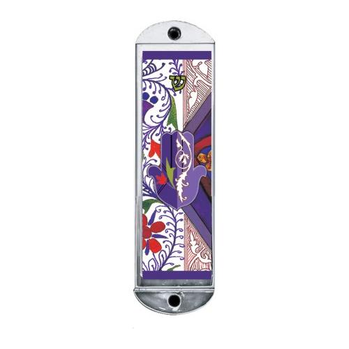 Vibrant Hamsa Metal Car Mezuzah by Tzipora Masel Traveler Prayer enclosed
