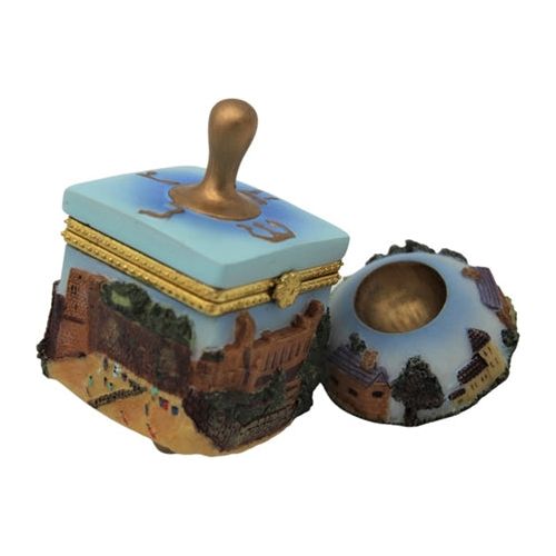 Collectible Hand Painted Dreidel The Sights of Israel with Base Keepsake Jewelry box by Reuven Masel