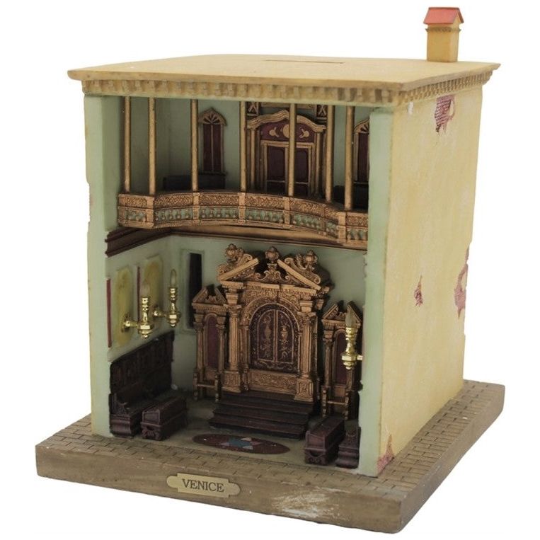 Replica Schola Tedesca Synagogue Venice, Italy, 1529, Tzedakah Box with Lights By Reuven Masel