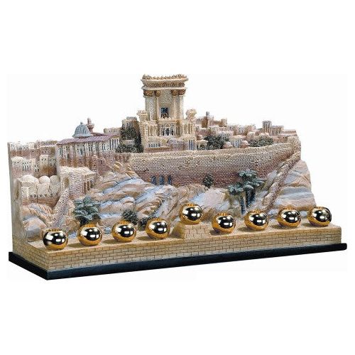 Beit Hamikdash Second Temple Replica Chanukah Menorah By Reuven Masel ONLY ONE AVAILABLE