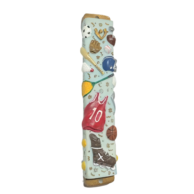 All Sports Hand Painted 3D Mezuzah by Reuven Masel $55 Kosher Parchment included