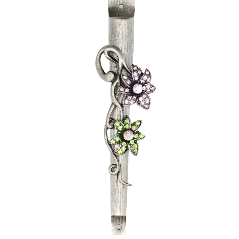 Jeweled in Pink Green Jem Floral  Designer Mezuzah By Reuven Masel Kosher Parchment included
