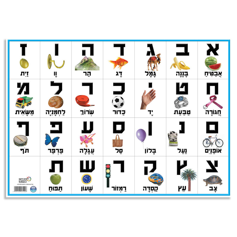 Aleph Bet Large Ot Potachat Jewish Hebrew Poster 27"x19" Great for Classroom
