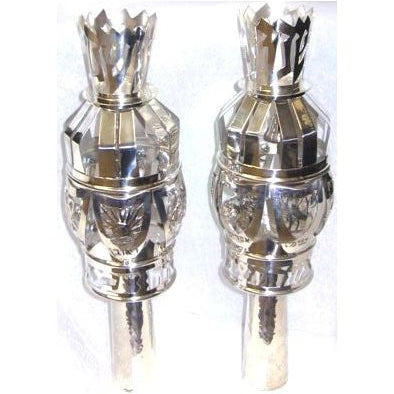 925 Sterling Silver Rimonim "12 TRIBES" Contemporary Design Made in Israel