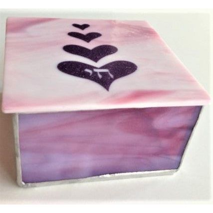 Chai Heart Beveled Jewelry Box Original Stained Glass Designs by Susan Fullenbaum