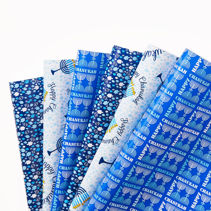 Chanukah 30 Square Feet Gift Wrap Rolls 3 Assorted Styles are available
