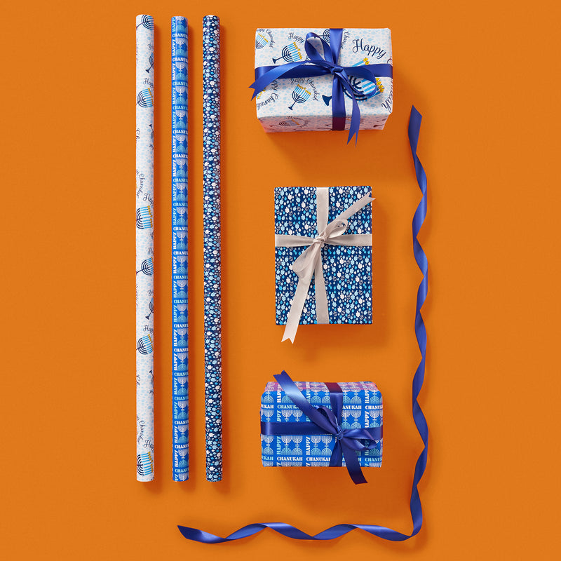 Chanukah 30 Square Feet Gift Wrap Rolls 3 Assorted Styles are available