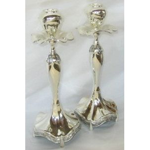 Silver Plated Shabbos Candlesticks 10.5'' tall