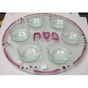 Contemporary Art Glass Seder Plate set of 7