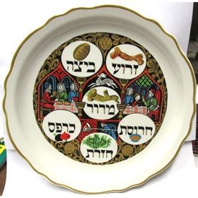 Sold for the season Historic Scenes Ceramic Passover Seder Plate 10" diameter