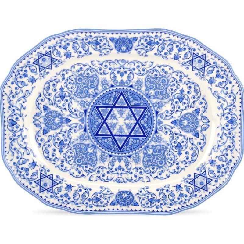 14" Spode Renaissance Judaica Serving Platter / Star of David Challah Plate 4" Made of Fine Porcelai