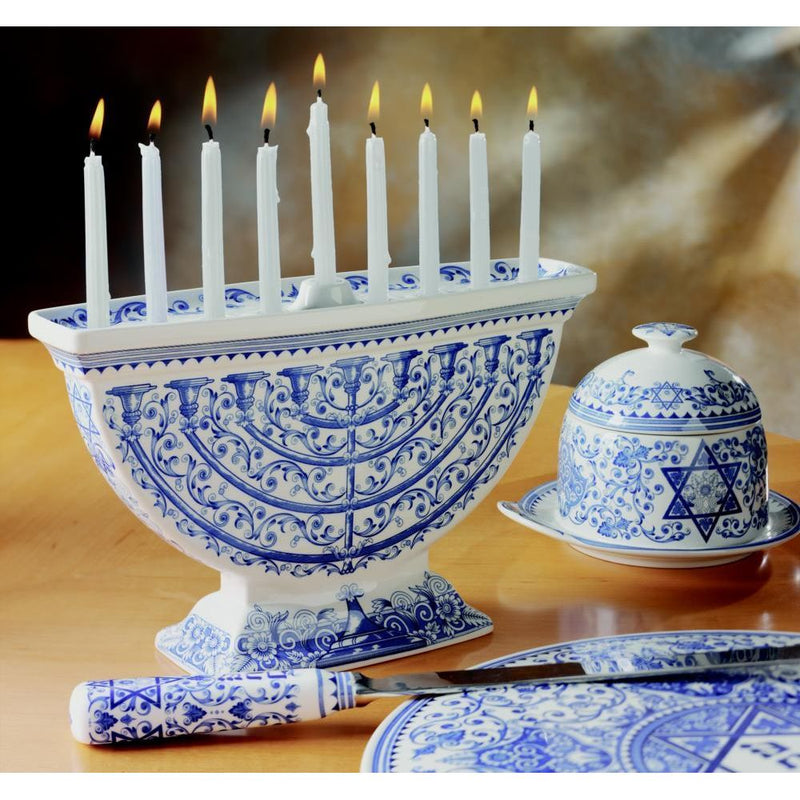 Fine Porcelain Chanukah Menorah Judaica Tradition Made by Spode