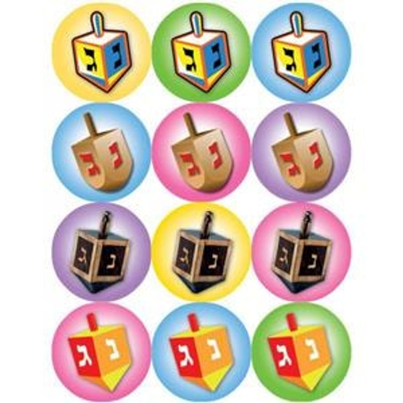 Dreidels - Hebrew Colorful Jewish Chanukah Stickers from Israel - Set of 150 Made in Israel