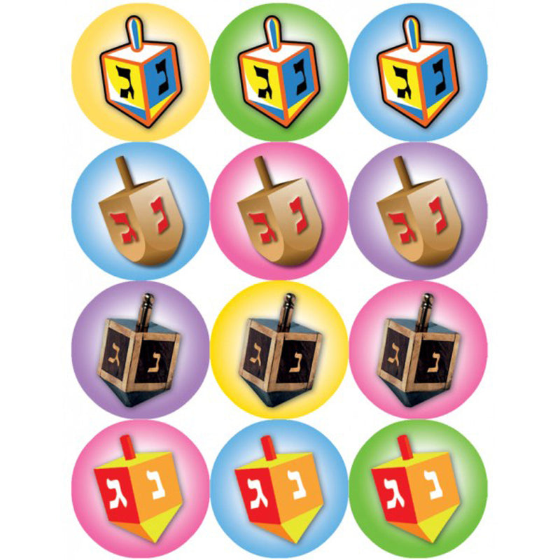 Dreidels - Hebrew Colorful Jewish Chanukah Stickers from Israel - Set of 150 Made in Israel