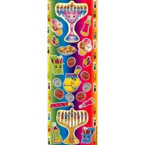 Chanukah Symbols Colorful Stickers - 6 Sheets / Pack