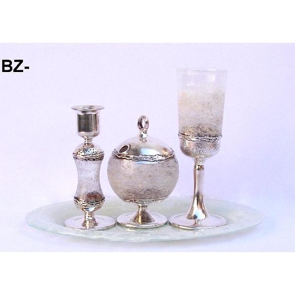 925 Sterling Silver Fused White Glass Havdalah set of 4 Hand made in Israel