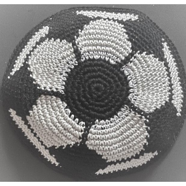 100% Cotton Thick Knit Crochet Kippah Soccer Ball European Football Yarmulke Custom Made on ORDER