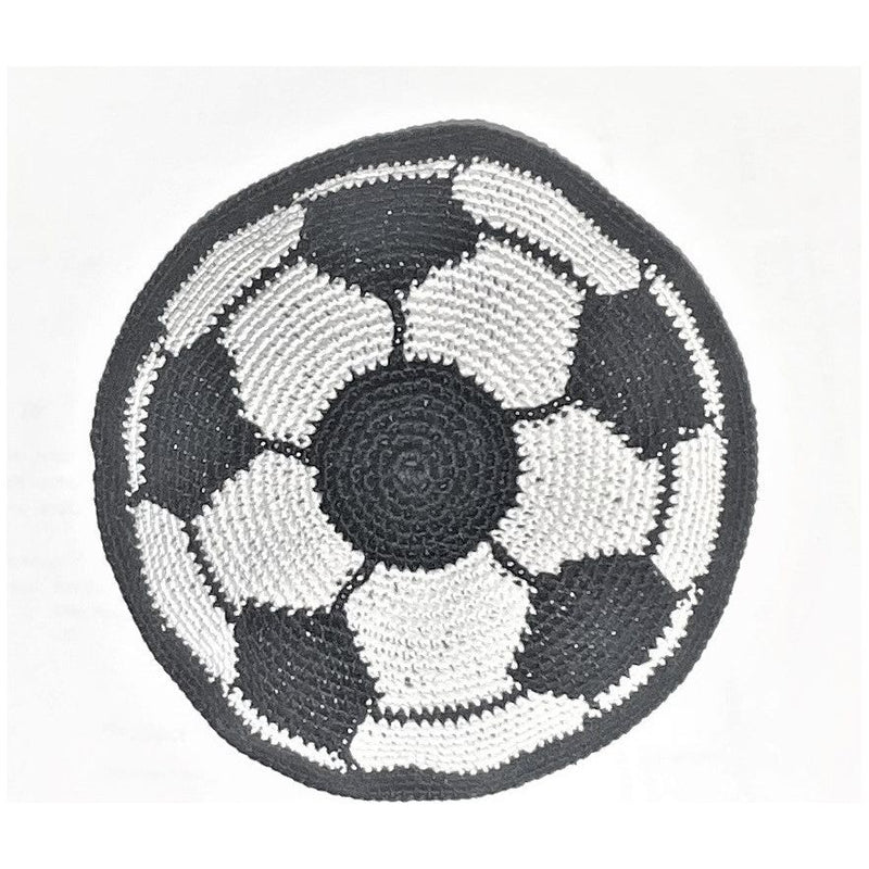 Soccer European Football Ball Crochet Kippah Custom Hand Made Knit Yarmulke 100% Cotton Perle