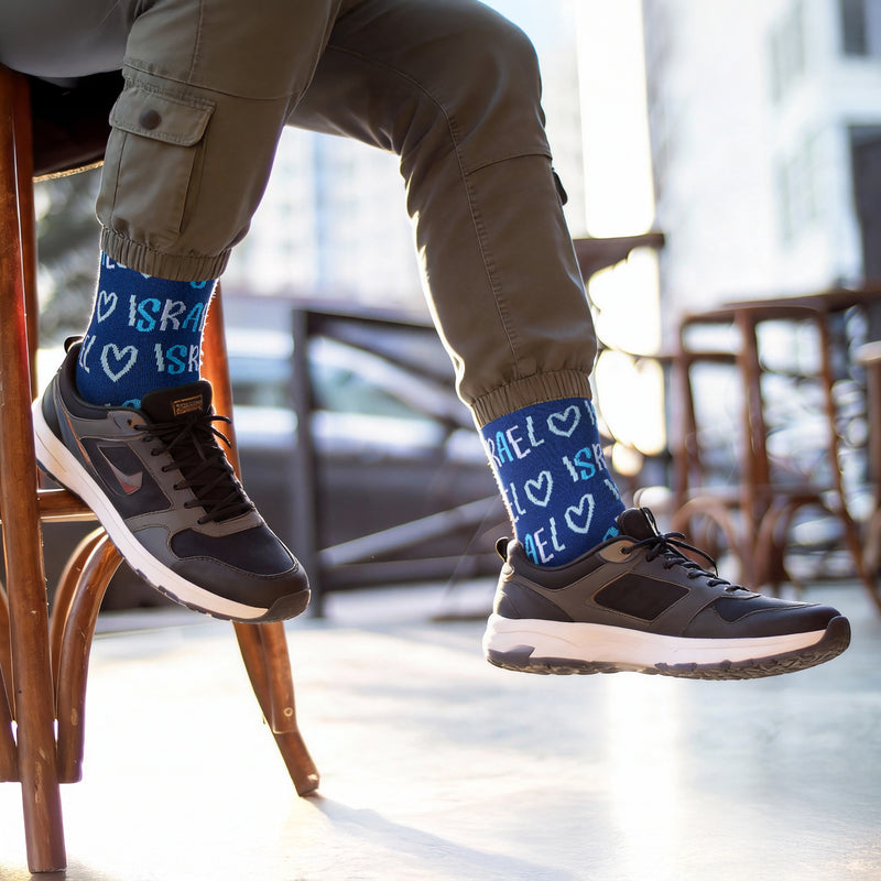 I LOVE ISRAEL Youth Crew Socks Shoe size 1 - 5