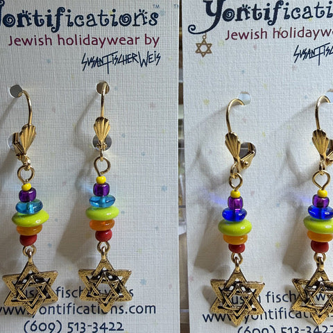 Designer Star of David Leverback  Earrings by Yontifications