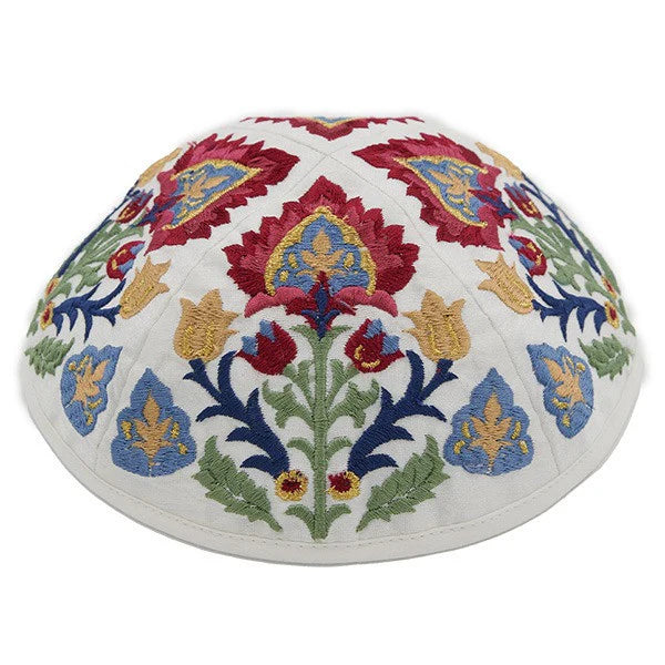 Antique Multicolor Full Embroidery Designer Tallit 20"x 72" Tallis Set of 3 Made in Israel by Emanuel