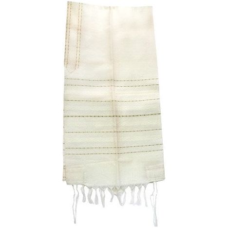 Gabrieli Hand Woven Silk Tallit Gold Silver stripes Hand Made in Israel