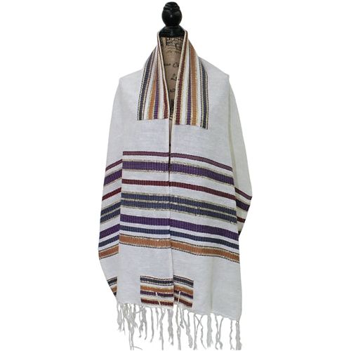 Emanuel Handwoven Multicolor Tallit Set of 3 Made in Israel 70" x 20"