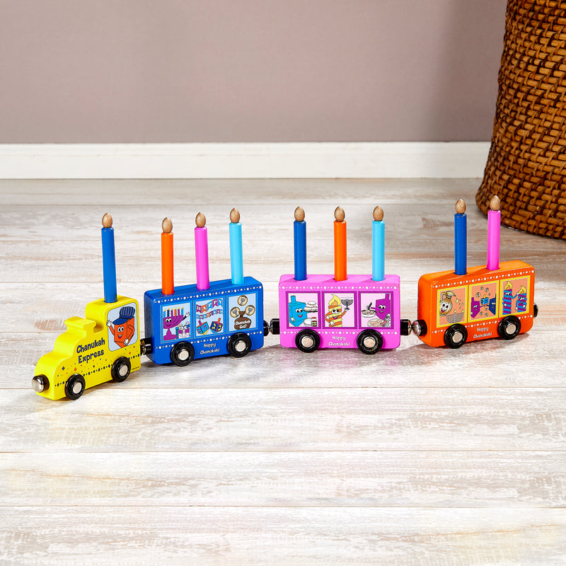 My Play Wood Train Menorah Removable Wood Candles Chanukah Toy