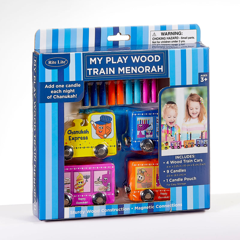 My Play Wood Train Menorah Removable Wood Candles Chanukah Toy