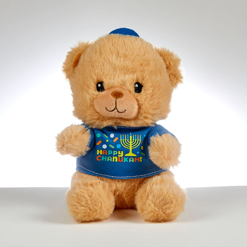 Teddy Bear "Happy Chanukah" Plush Toy with Menorah T-Shirt Great gift idea!